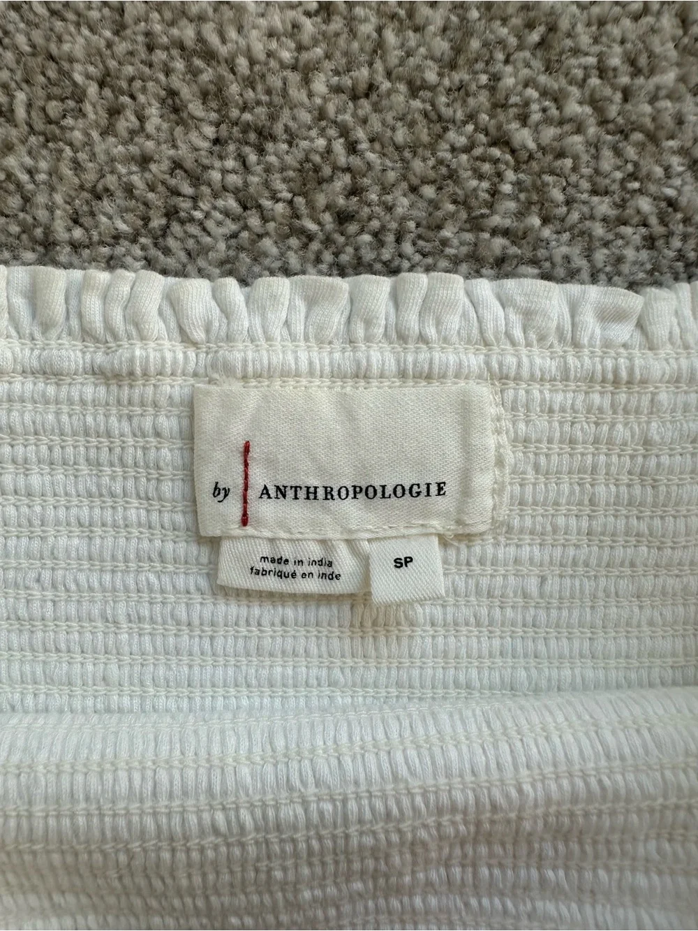 Anthropologie White Crop Top with Gold Floral Embroidery